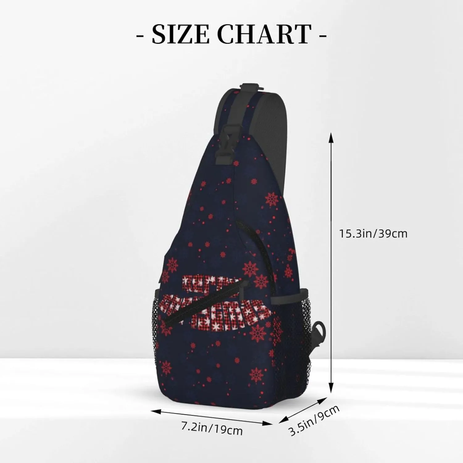 ASYG Christmas Sling Bag Merry Christmas Shoulder Bag Christmas Crossbody Chest Daypack Casual Backpack Snowflakes Bag