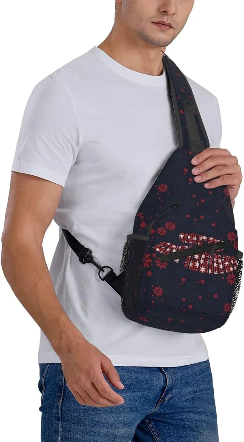 ASYG Christmas Sling Bag Merry Christmas Shoulder Bag Christmas Crossbody Chest Daypack Casual Backpack Snowflakes Bag