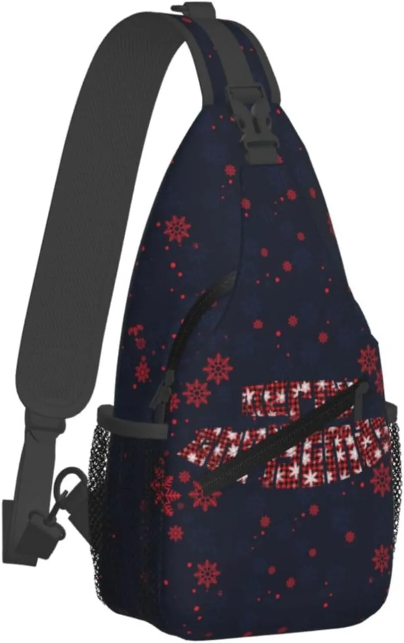 ASYG Christmas Sling Bag Merry Christmas Shoulder Bag Christmas Crossbody Chest Daypack Casual Backpack Snowflakes Bag