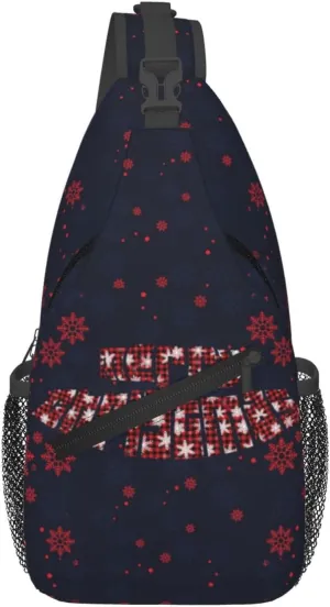ASYG Christmas Sling Bag Merry Christmas Shoulder Bag Christmas Crossbody Chest Daypack Casual Backpack Snowflakes Bag