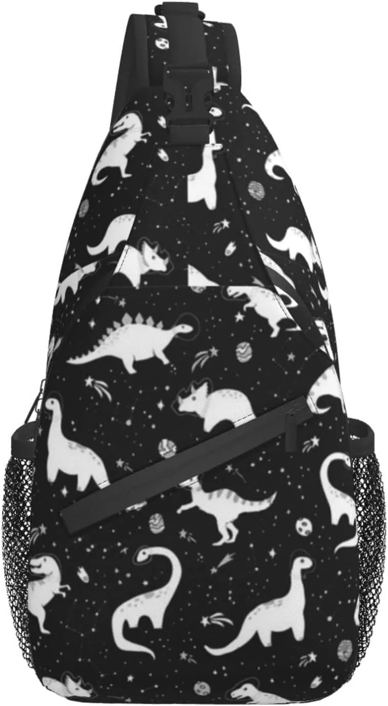 ASYG Dino Sling Bag Crossbody Chest Daypack Casual Backpack Dinosaur Shoulder Bag For Travel Hiking Sport Gym