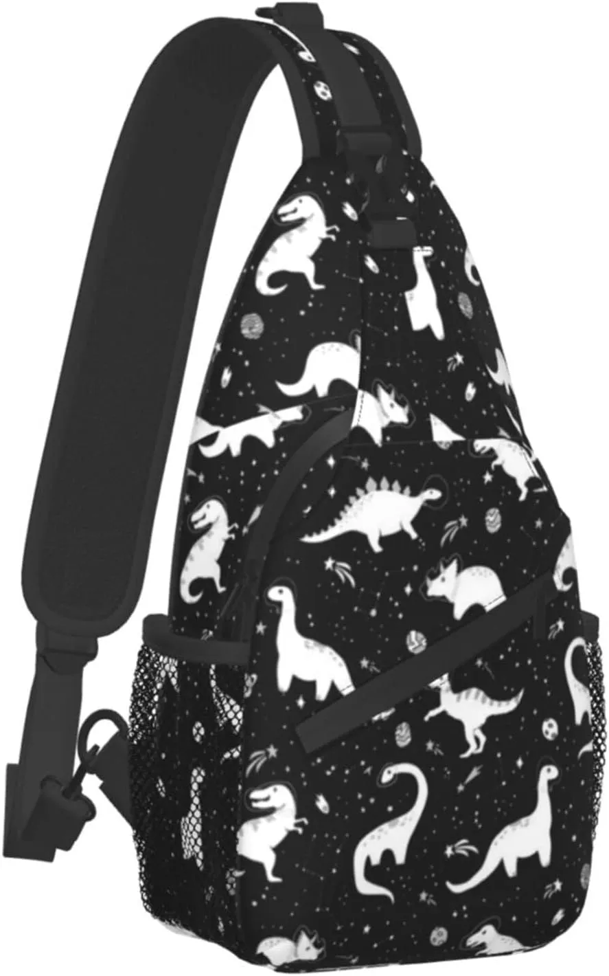 ASYG Dino Sling Bag Crossbody Chest Daypack Casual Backpack Dinosaur Shoulder Bag For Travel Hiking Sport Gym