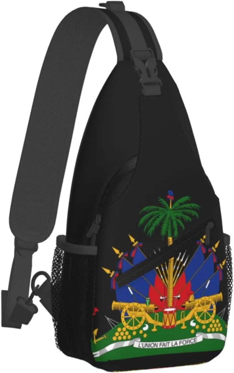 ASYG Haiti Sling Bag Haiti Flag Shoulder Bag Haiti Crossbody Chest Daypack Casual Backpack Flag Bag for Haitian
