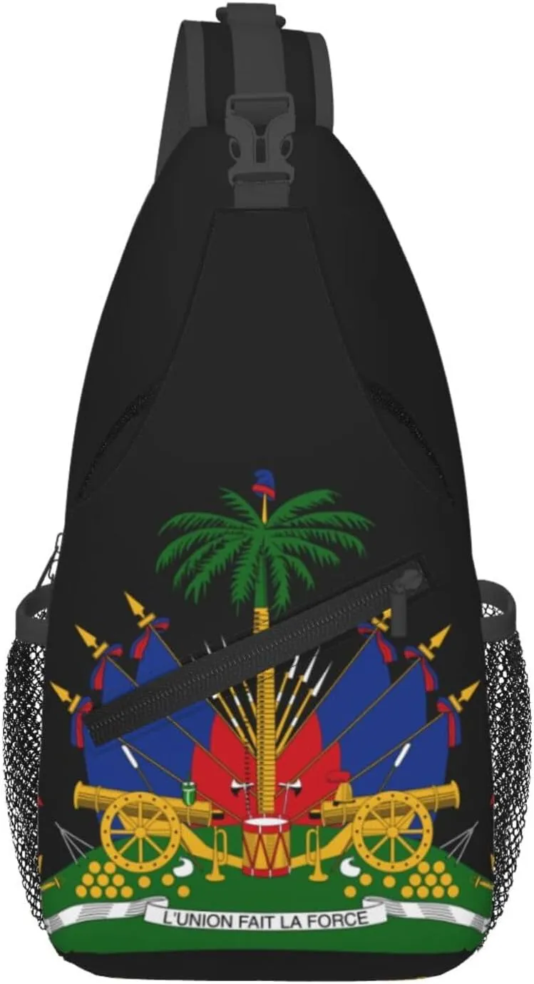 ASYG Haiti Sling Bag Haiti Flag Shoulder Bag Haiti Crossbody Chest Daypack Casual Backpack Flag Bag for Haitian