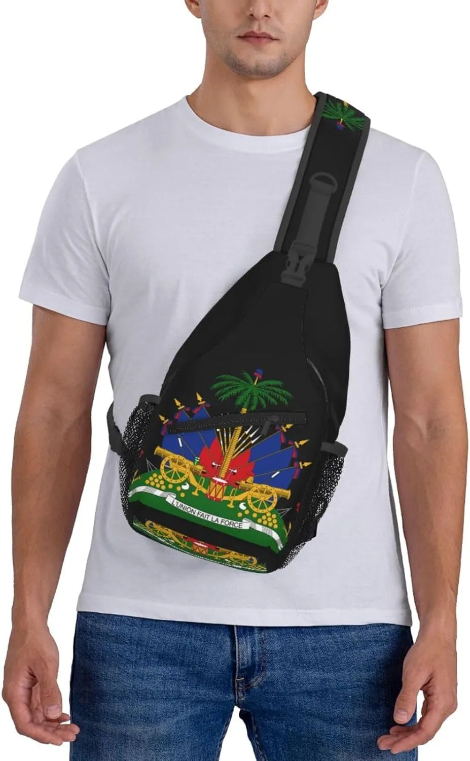 ASYG Haiti Sling Bag Haiti Flag Shoulder Bag Haiti Crossbody Chest Daypack Casual Backpack Flag Bag for Haitian