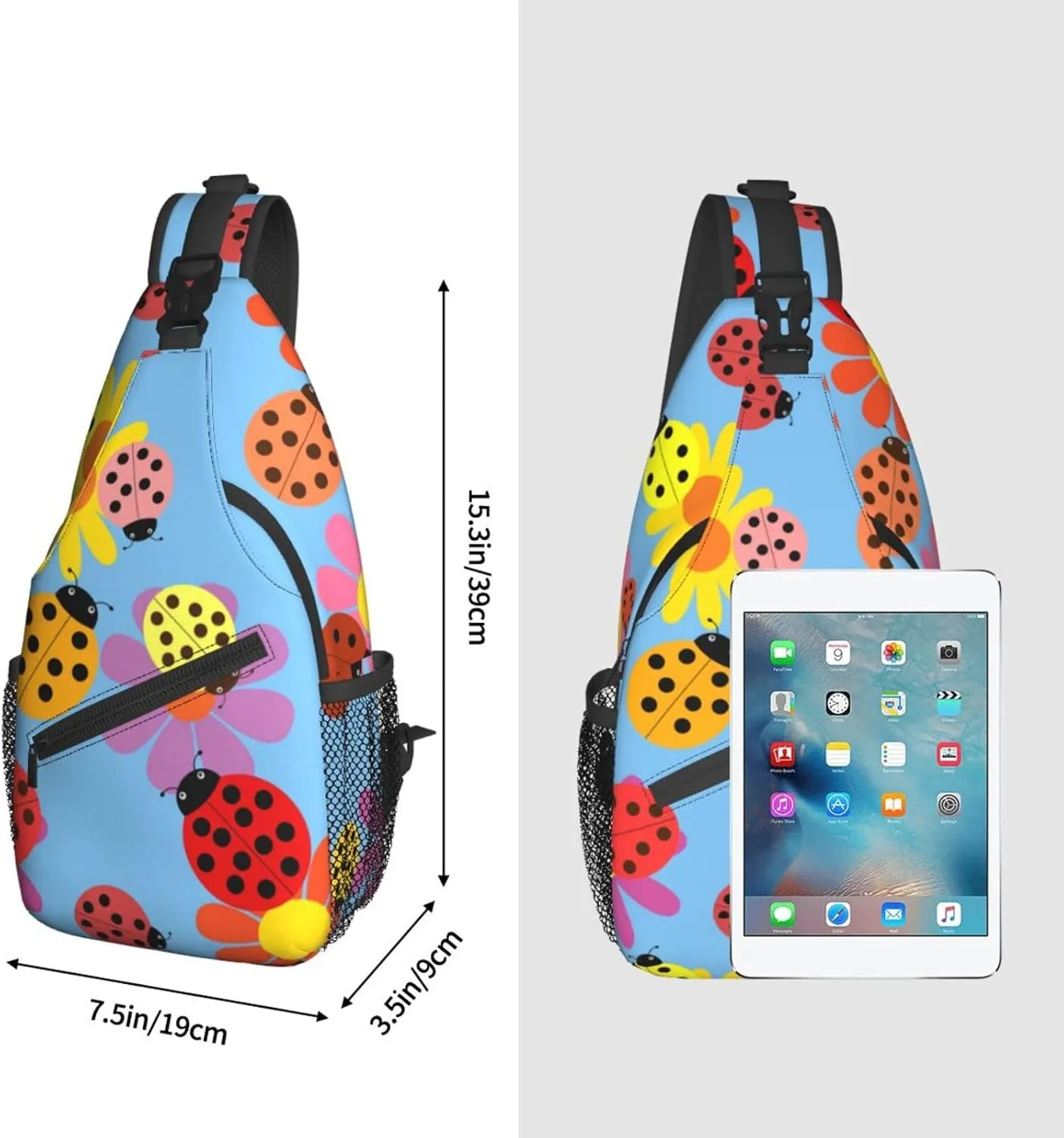 ASYG Ladybug Sling Bag Crossbody Chest Daypack Casual Backpack Cute Shoulder Bag For Travel Hiking Sport Gym