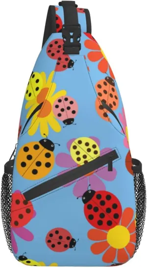 ASYG Ladybug Sling Bag Crossbody Chest Daypack Casual Backpack Cute Shoulder Bag For Travel Hiking Sport Gym