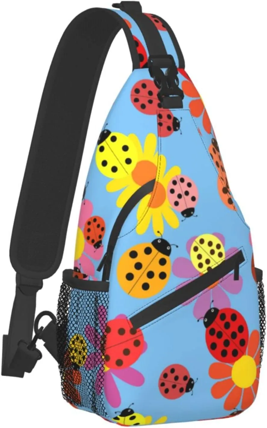 ASYG Ladybug Sling Bag Crossbody Chest Daypack Casual Backpack Cute Shoulder Bag For Travel Hiking Sport Gym