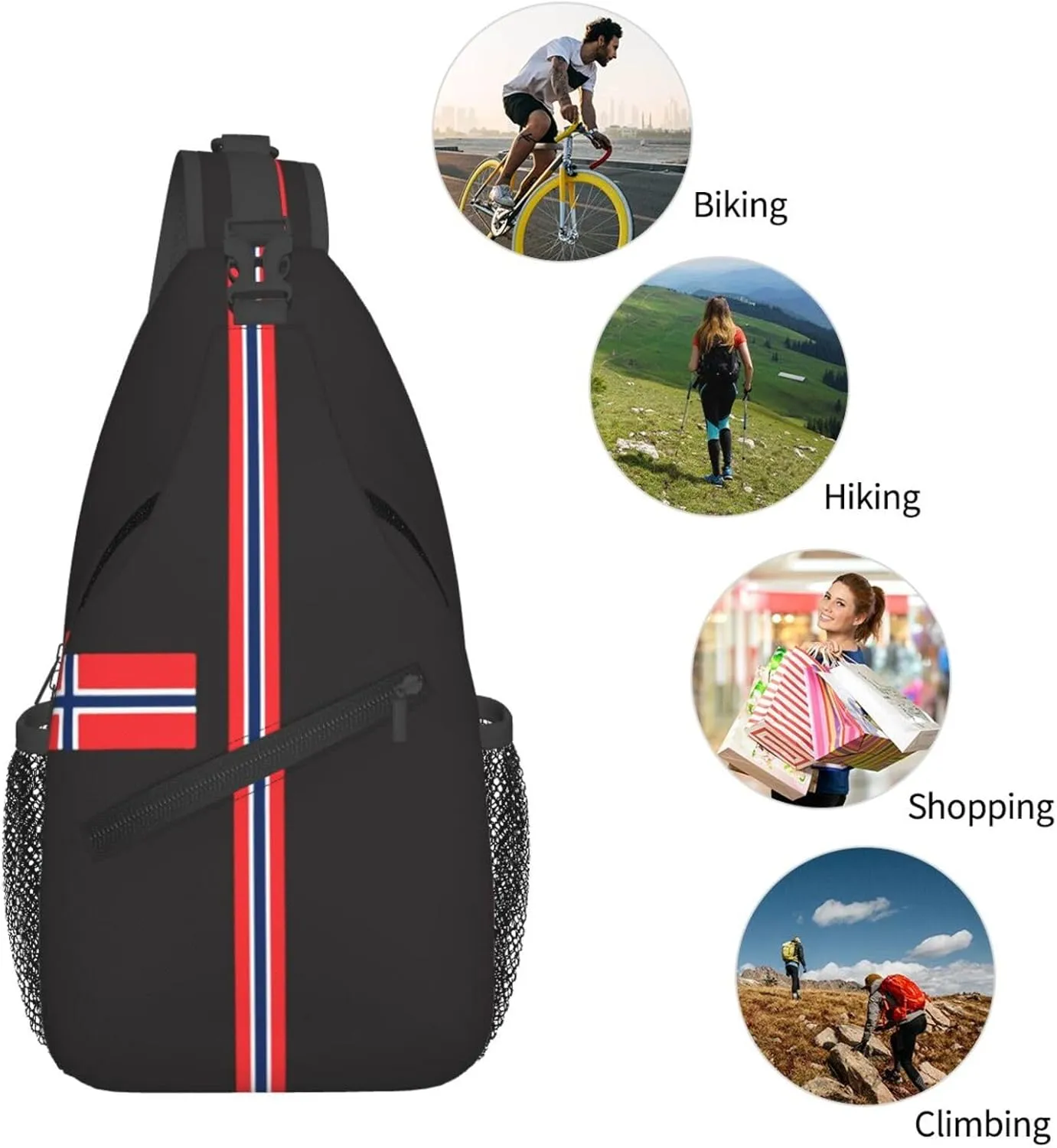 ASYG Norway Sling Bag Norway Flag Shoulder Bag Norway Crossbody Chest Daypack Casual Backpack Flag Bag for Norwegian