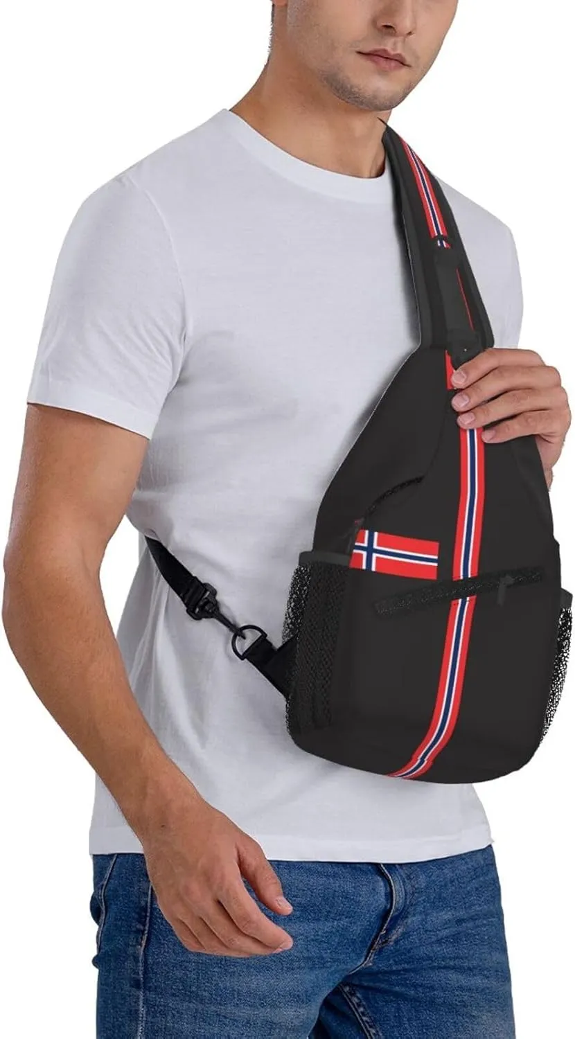 ASYG Norway Sling Bag Norway Flag Shoulder Bag Norway Crossbody Chest Daypack Casual Backpack Flag Bag for Norwegian