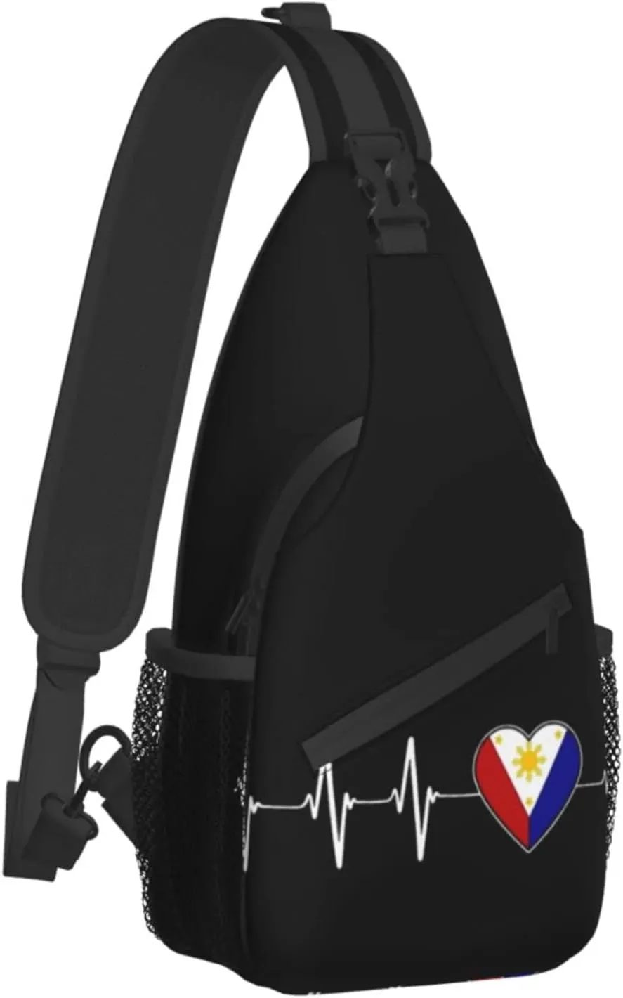 ASYG Philippine Sling Bag Philippine Flag Crossbody Chest Daypack Casual Backpack Filipino Shoulder Bag For Travel Picnic
