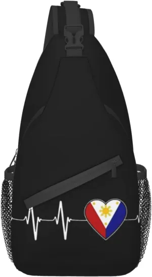ASYG Philippine Sling Bag Philippine Flag Crossbody Chest Daypack Casual Backpack Filipino Shoulder Bag For Travel Picnic