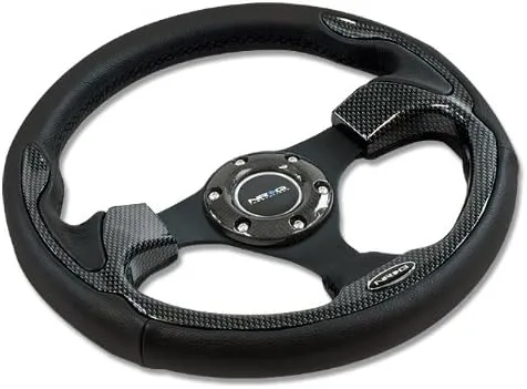 Auto Dynasty NRG RST-001CBL Pilota Series 320mm Sport Leather Steering Wheel Carbin Fiber Look Inserts
