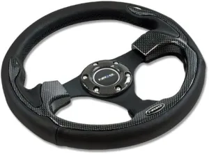Auto Dynasty NRG RST-001CBL Pilota Series 320mm Sport Leather Steering Wheel Carbin Fiber Look Inserts