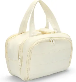 Azooken Travel Toiletry Bag,Stylish Large Wide-open Travel Bag for Women,Puffy Cosmetic Makeup Bag Organizer with Handle for Accessories,Essentials,Toiletries-Beige