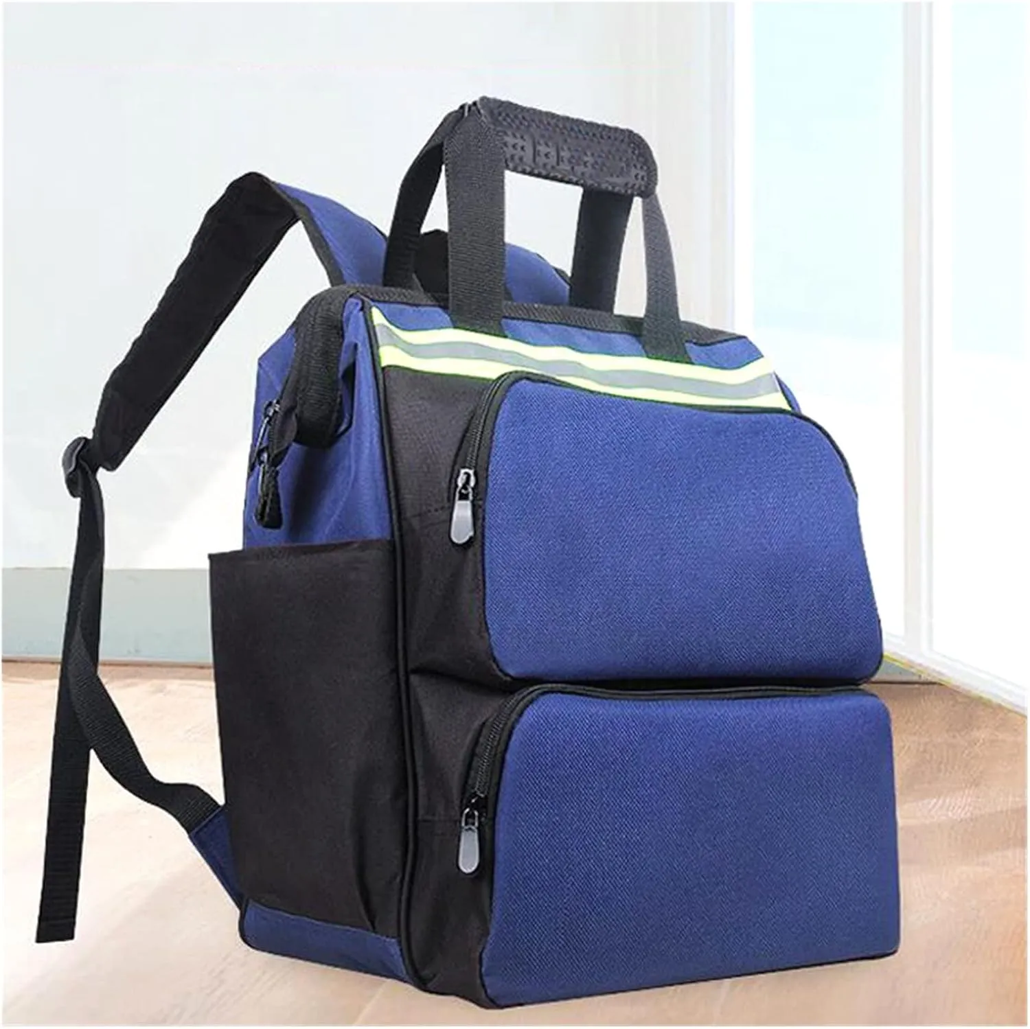 Backpack Portable Multifunctional Tool Backpack Oxford Cloth Backpack Backpack Bag Reflective Strip Tool Storage Bag Handbag Toolbox