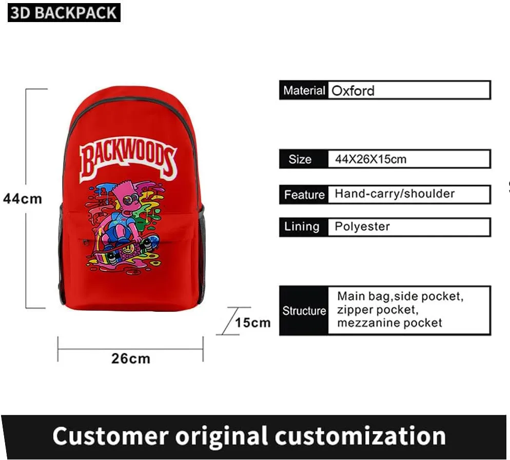 Backwoods Laptop School Backpack Travel Shoulder Book Backpack (B), 26*44*15cm