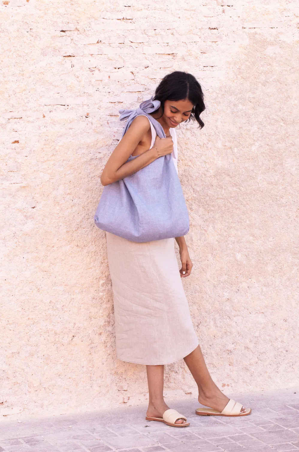 bag - LATIFA linen - sky blue