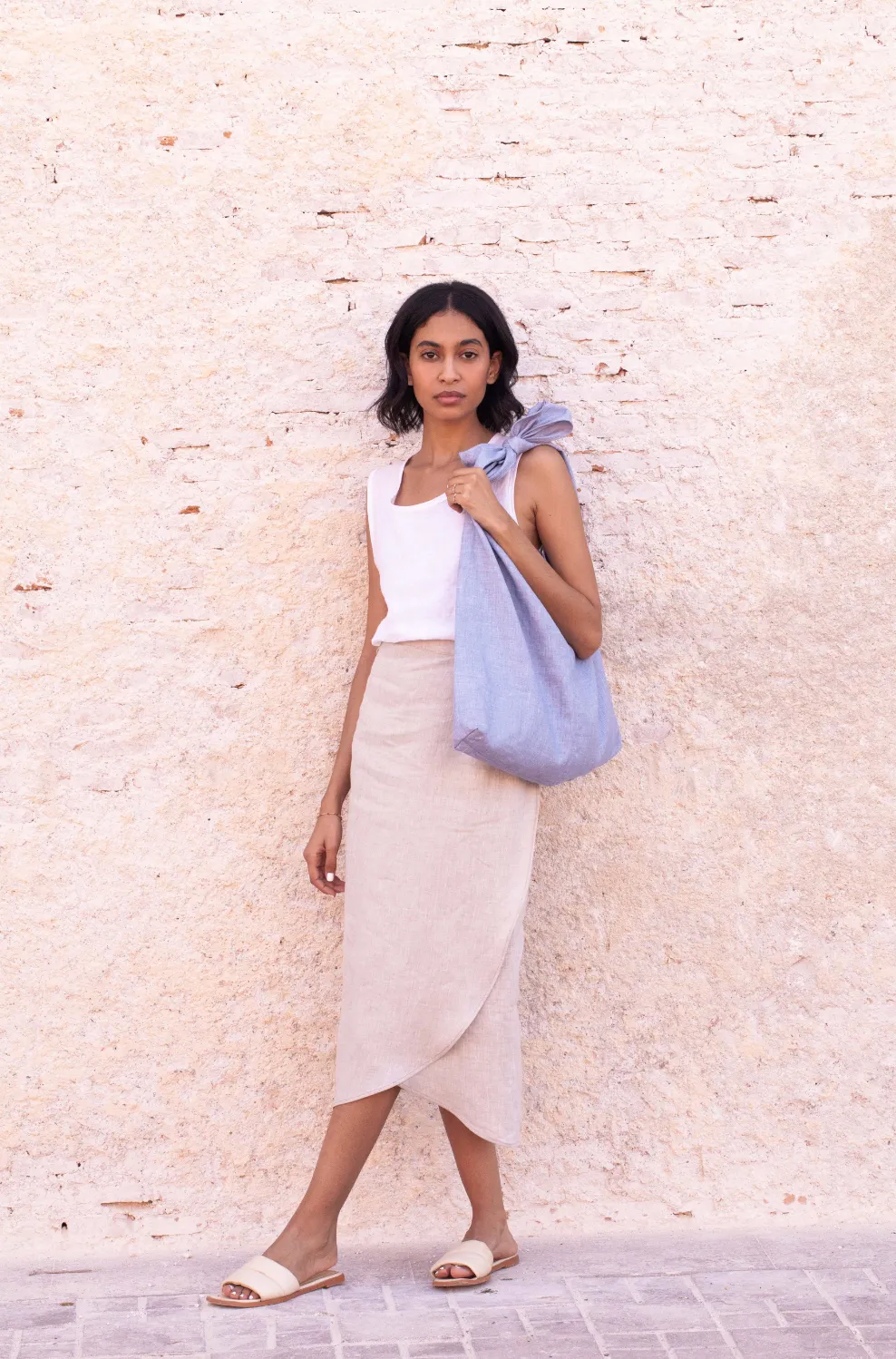 bag - LATIFA linen - sky blue