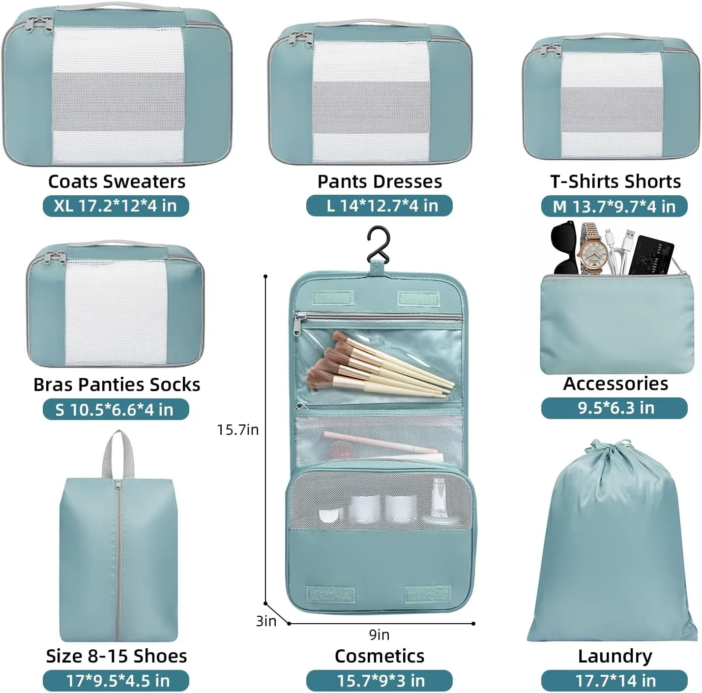 BAGAIL 6 Set/8 Set/10 Set Packing Cubes Various Sizes Packing Organizer for Travel Accessories Luggage Carry On Suitcase
