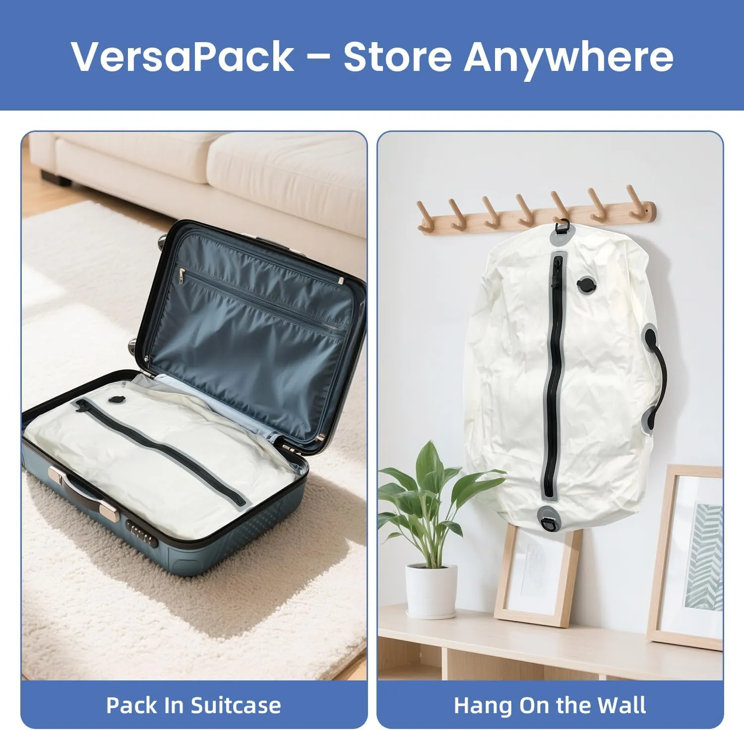 BAGAIL TPU Vacuum Bag for Travel, Reusable Compression Bag with IPX8 Waterproof Zipper, Save Space for Suitcase, Backpack and Carry on (Beige, ExtraLarge, No Pump)