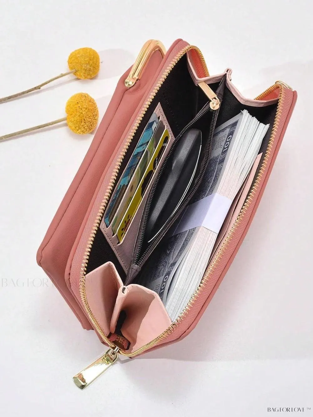 BagForLove - Long Wallet with Card Slots and Phone Pouch, Perfect for Ladies