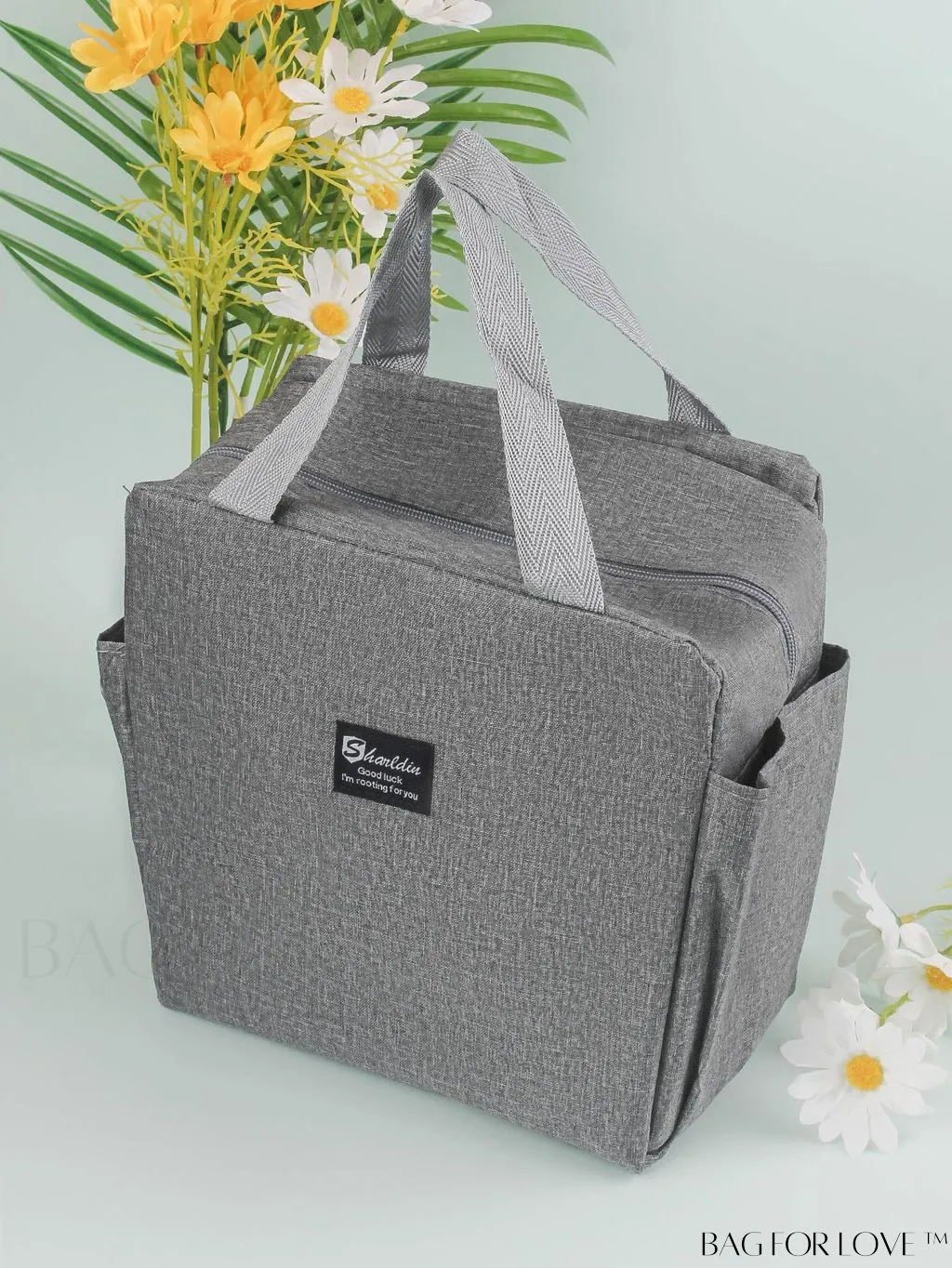 BagForLove - Waterproof & Insulated Aluminum Foil Lunch Bag with Double Pockets for Bento Box