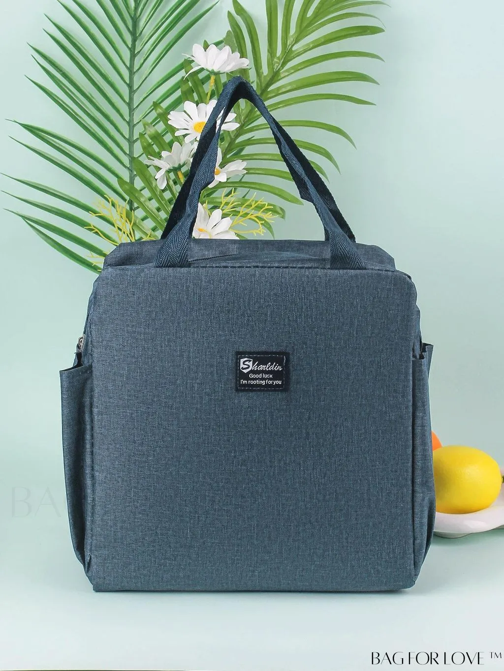 BagForLove - Waterproof & Insulated Aluminum Foil Lunch Bag with Double Pockets for Bento Box