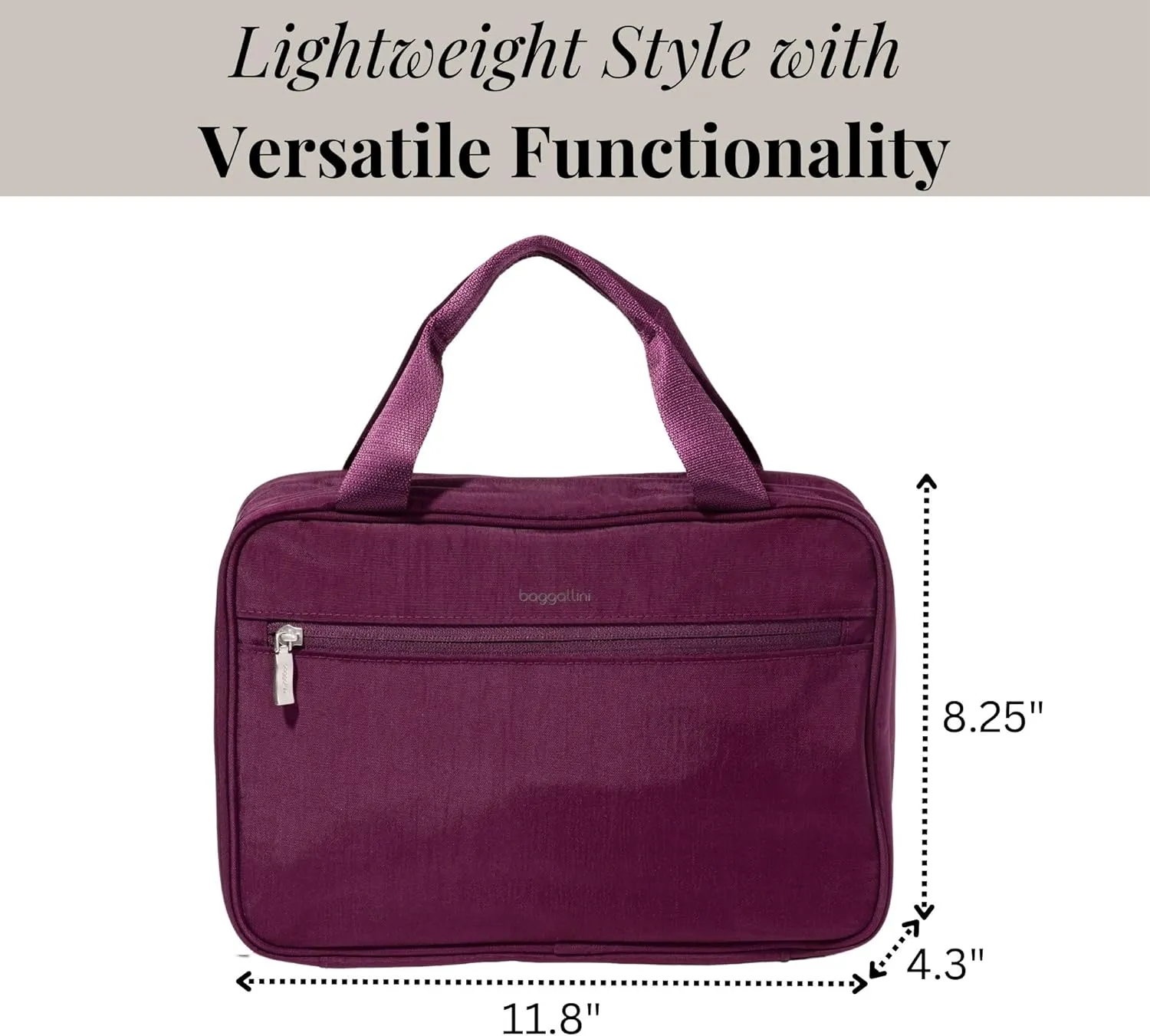 Baggallini Unisex's Large Hanging Travel Toiletry Kit-Lightweight 8x11 Inch Makeup Bag Toiltery
