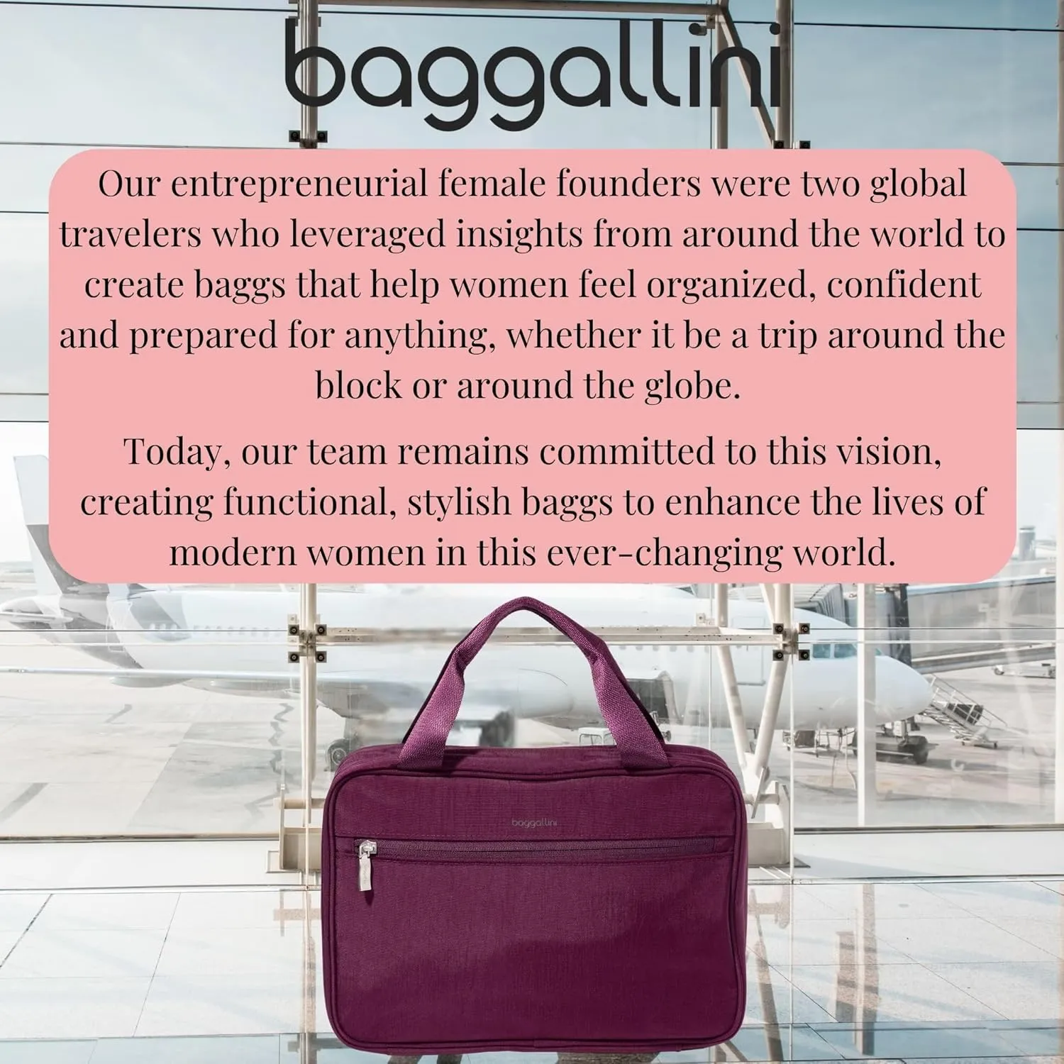 Baggallini Unisex's Large Hanging Travel Toiletry Kit-Lightweight 8x11 Inch Makeup Bag Toiltery