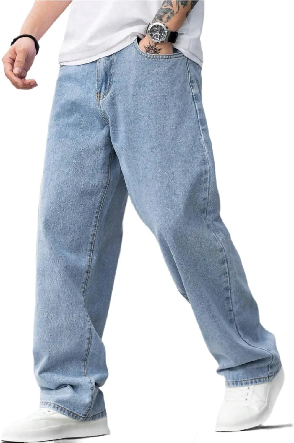 Baggy Jeans for Men Y2K Streetwear Vintage Wide Leg Loose Fit Denim Pants Hip Hop Skater Carpenter Jeans