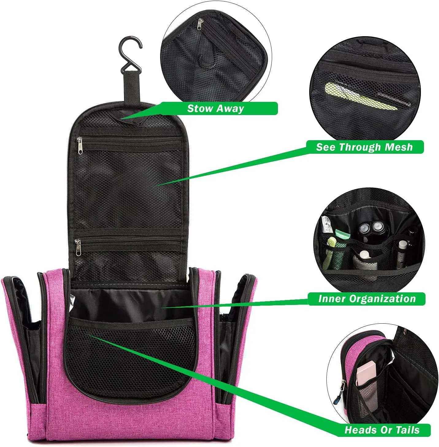 bago Travel Toiletry Bag for Women and Men - Large Waterproof Hanging Large Toiletry Bag for Bathroom and Travel Bag for Toiletries Organizer -Travel Makeup Bag (SnowPurple)