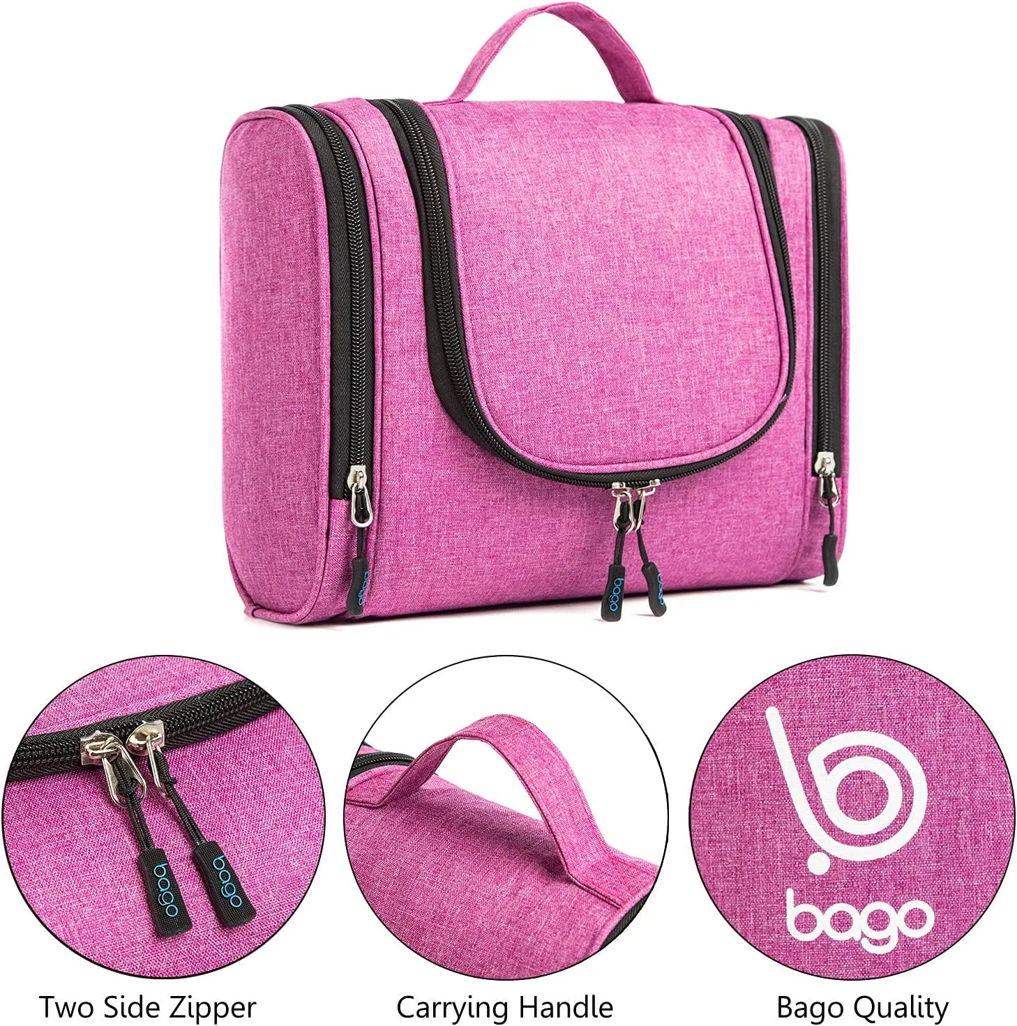 bago Travel Toiletry Bag for Women and Men - Large Waterproof Hanging Large Toiletry Bag for Bathroom and Travel Bag for Toiletries Organizer -Travel Makeup Bag (SnowPurple)