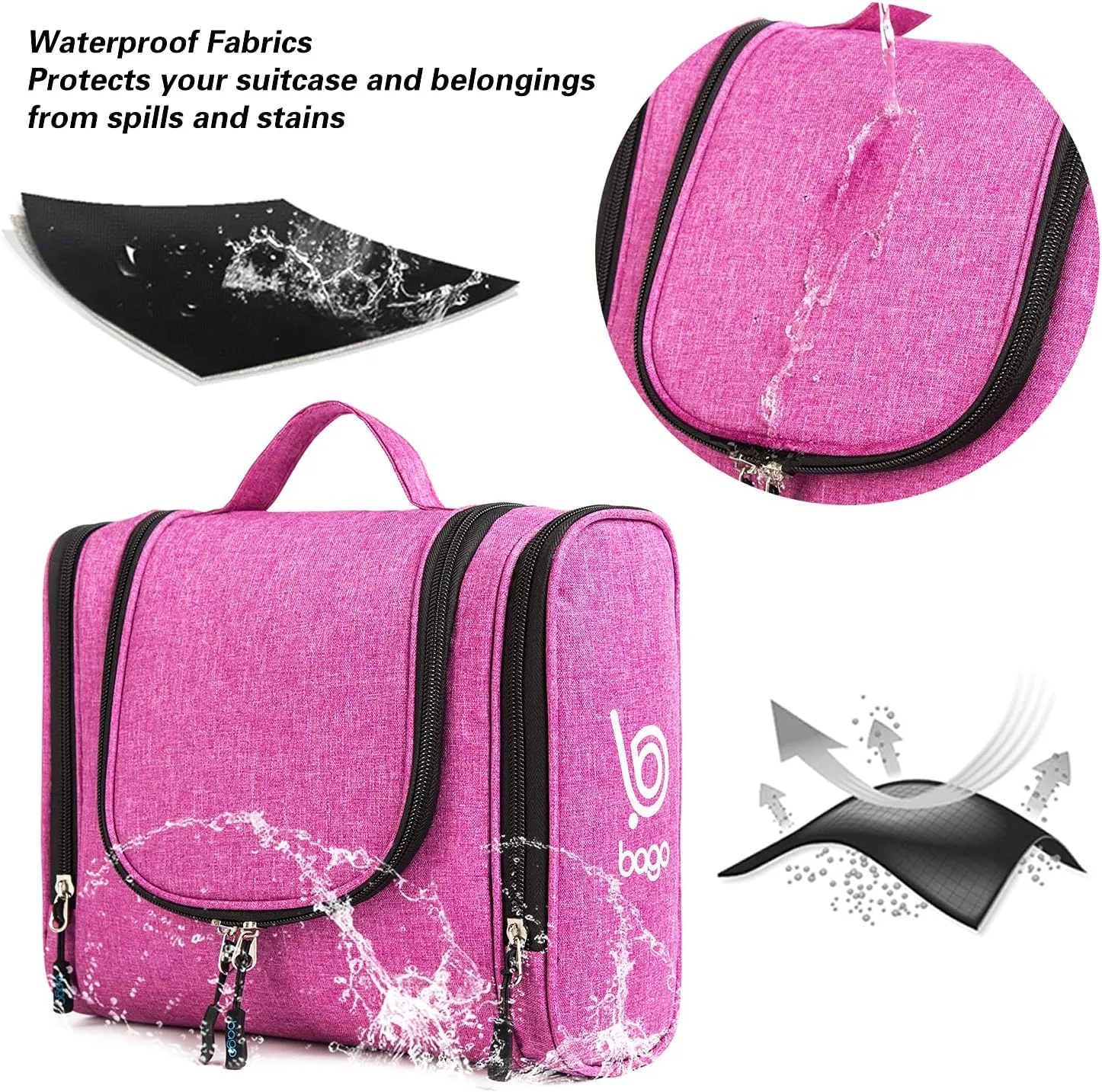 bago Travel Toiletry Bag for Women and Men - Large Waterproof Hanging Large Toiletry Bag for Bathroom and Travel Bag for Toiletries Organizer -Travel Makeup Bag (SnowPurple)