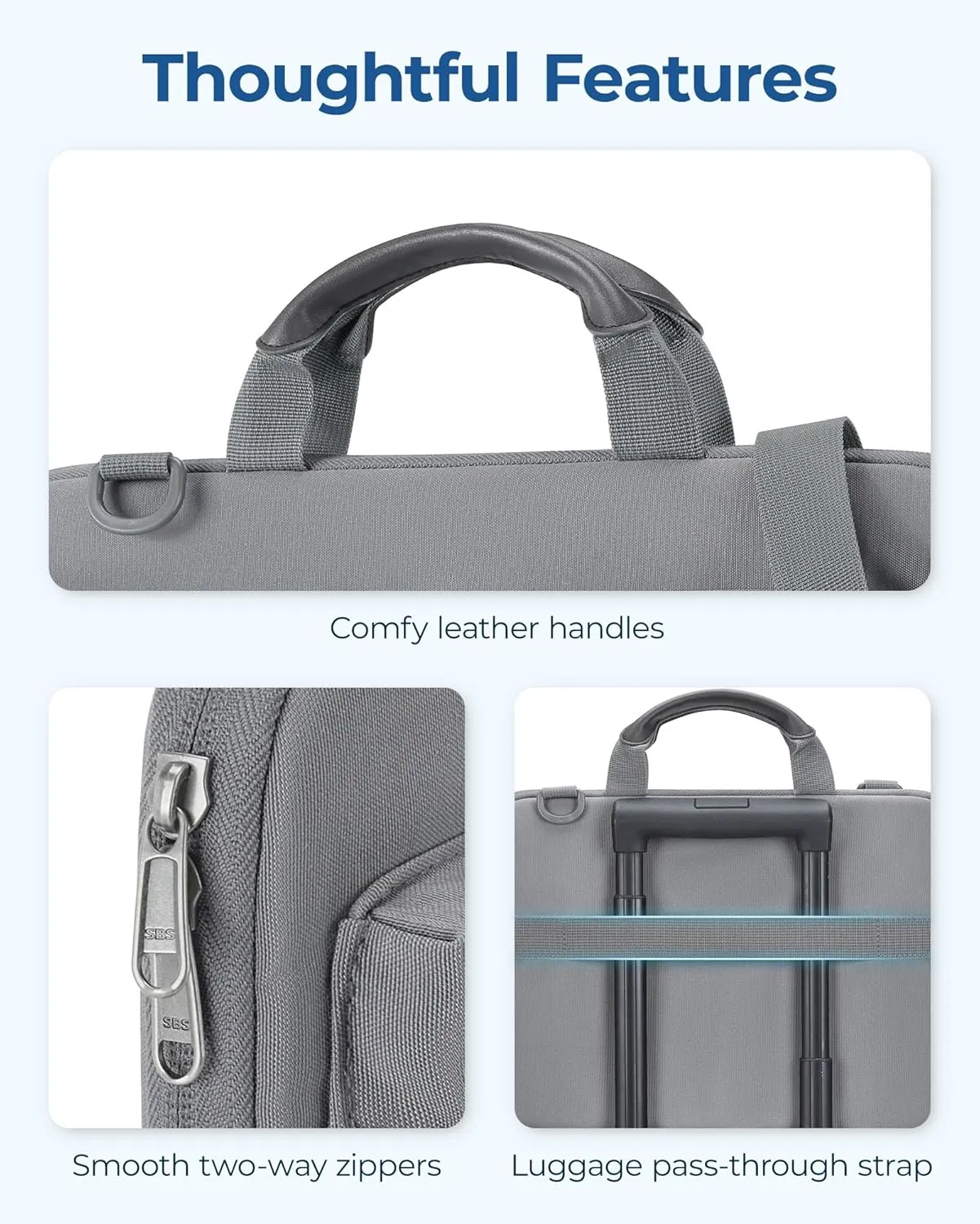 BAGSMART 13-14 Inch Laptop Case Sleeve with Shoulder Strap，Protective Laptop Bag for Men & Women,Carring Macbook Air Pro Case Laptop Cover for Travel/Business Fitted Dell HP Lenovo Asus, Khaki