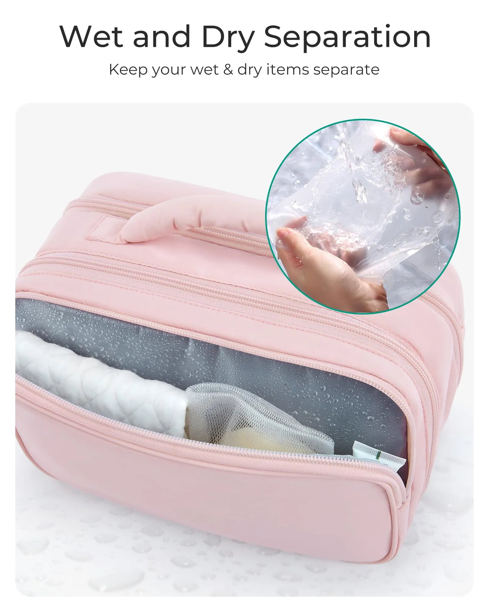 BAGSMART Toiletry Bag for Women, Travel Makeup Bag, Wide-open Portable Make Up Bag Organizer for Women for Travel Essentials Travel-Size Toiletries Accessories Bottles, Brushes, Black