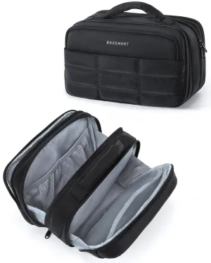 BAGSMART Toiletry Bag for Women, Travel Makeup Bag, Wide-open Portable Make Up Bag Organizer for Women for Travel Essentials Travel-Size Toiletries Accessories Bottles, Brushes, Black