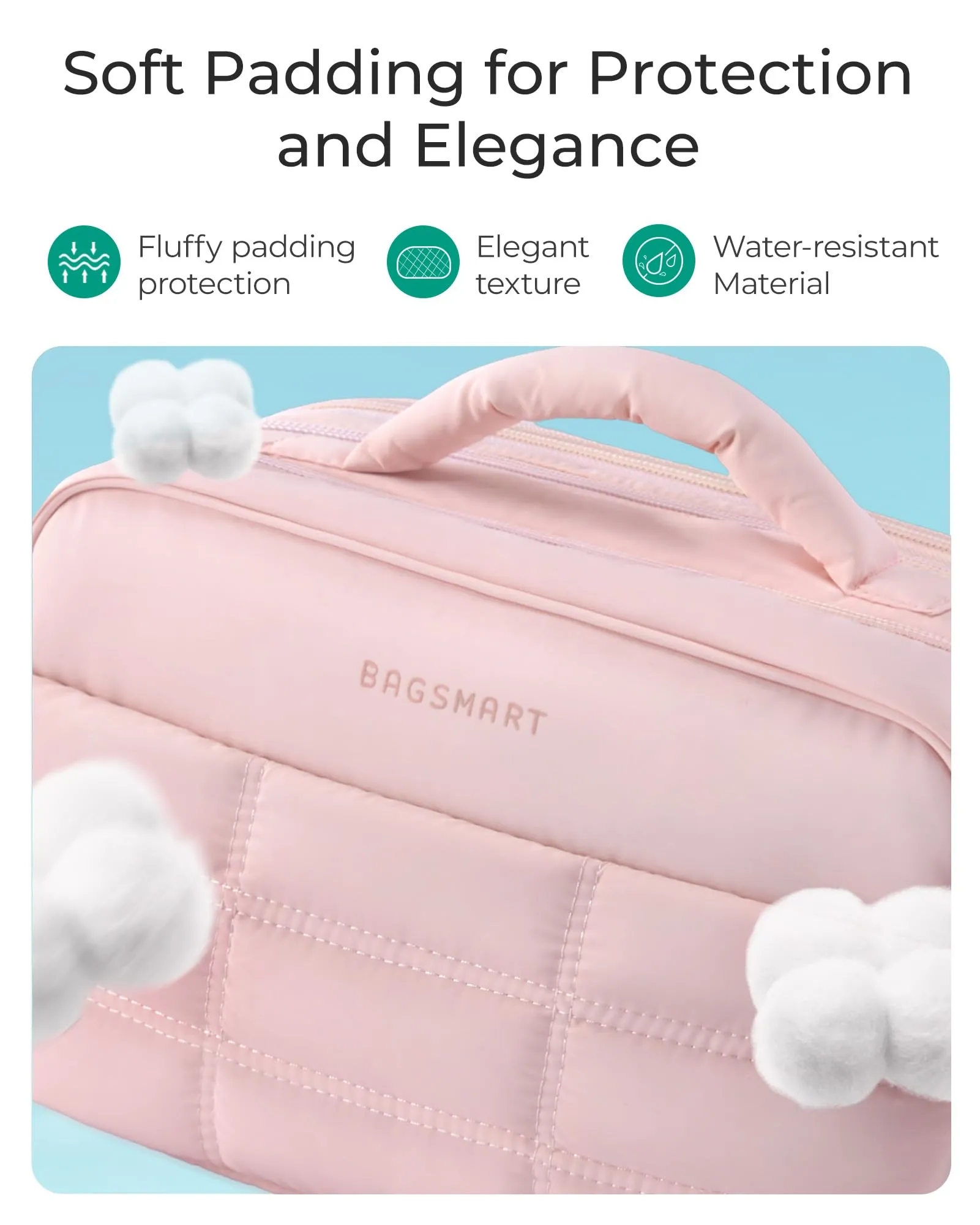 BAGSMART Toiletry Bag for Women, Travel Makeup Bag, Wide-open Portable Make Up Bag Organizer for Women for Travel Essentials Travel-Size Toiletries Accessories Bottles, Brushes, Black