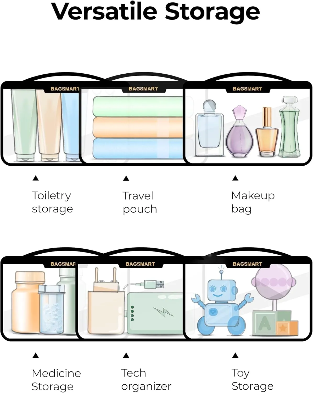 BAGSMART TSA Approved Toiletry Bag, Clear Travel Toiletry Bag, Makeup Cosmetic Pouch Bag for Women Quart Size Compliant Bag Organizer for Travel Essentials (Khaki Pack of 2)