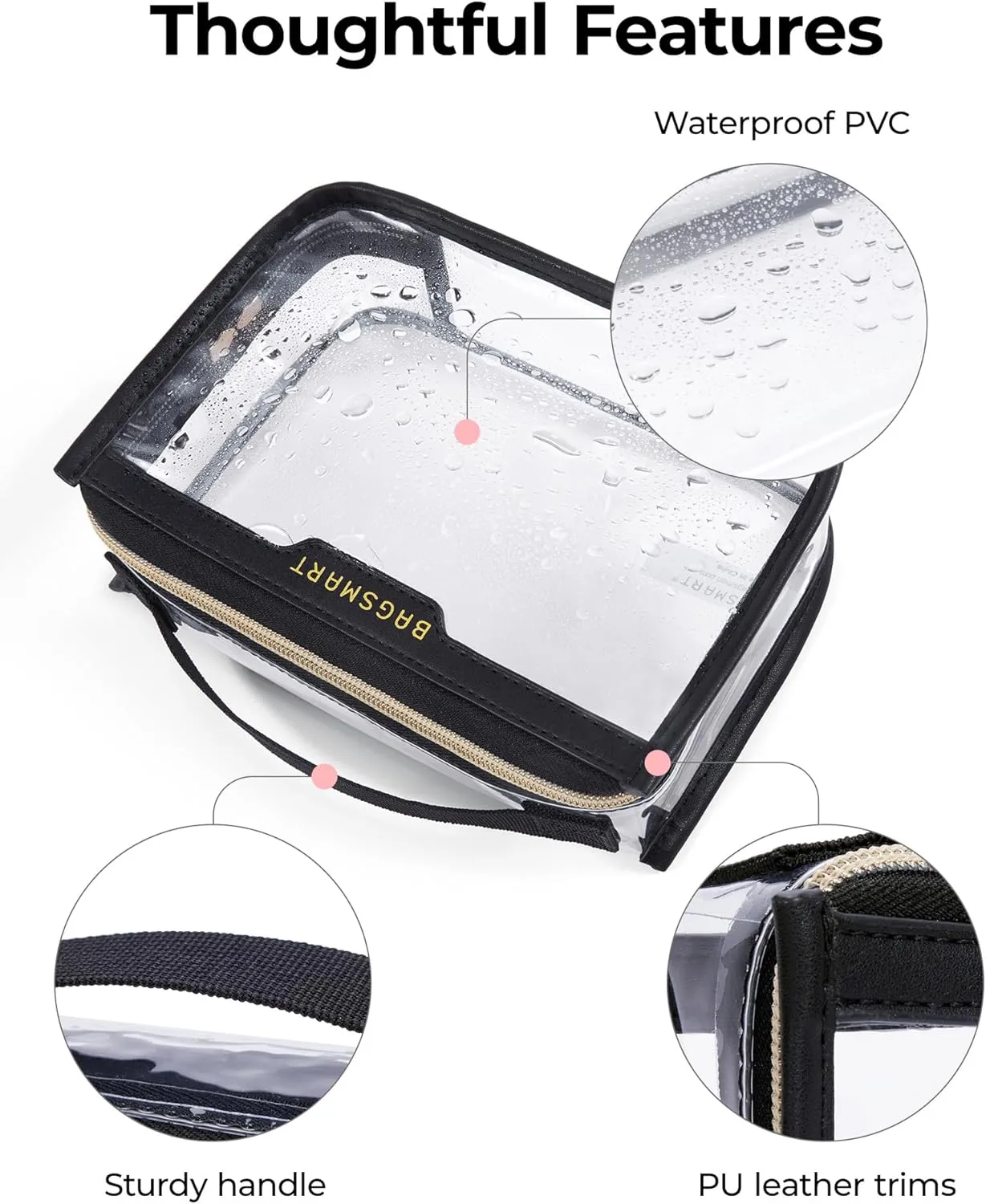 BAGSMART TSA Approved Toiletry Bag, Clear Travel Toiletry Bag, Makeup Cosmetic Pouch Bag for Women Quart Size Compliant Bag Organizer for Travel Essentials (Khaki Pack of 2)