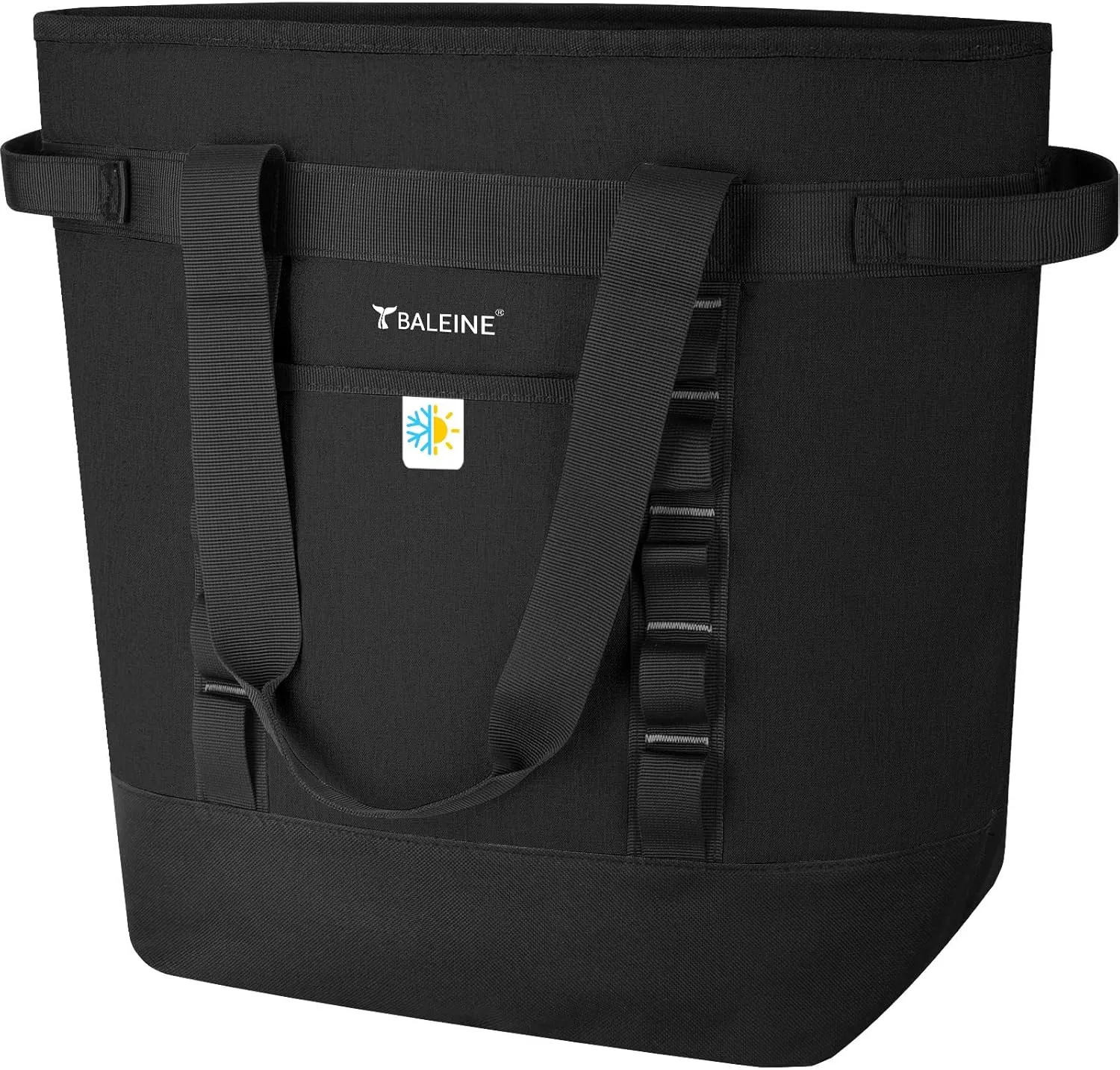 BALEINE Large 36-Can Cooler Bags Insulated, PEVA Soft Cooler Tote Bag, Insulated Grocery Bags with Zippered Top (8.5 Gallon, Black)