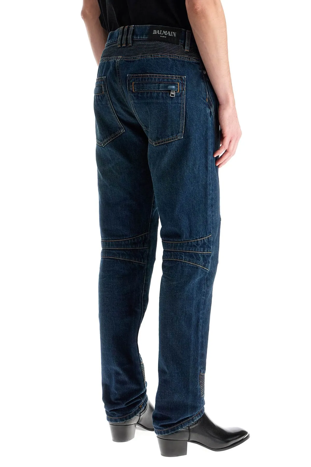 Balmain Straight Leg Biker Jeans