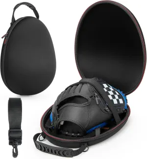 Baseball Glove Case Bag for 9.5-12 Inch Toddler Gloves, Adult Softball Gloves Protector Cases, Hardshell Baseballs Glove Holder, Storage Carrier Box with Adjustable Shoulder Strap - Black