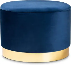 Baxton Studio Ottomans, Navy Blue/Gold