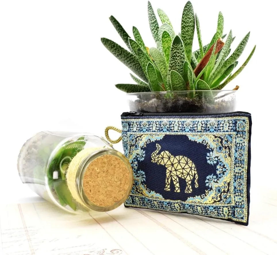 BDM Turkish Elephant Purse - Turkish Lucky Embroidered Zipper Wallet 15x10 cm