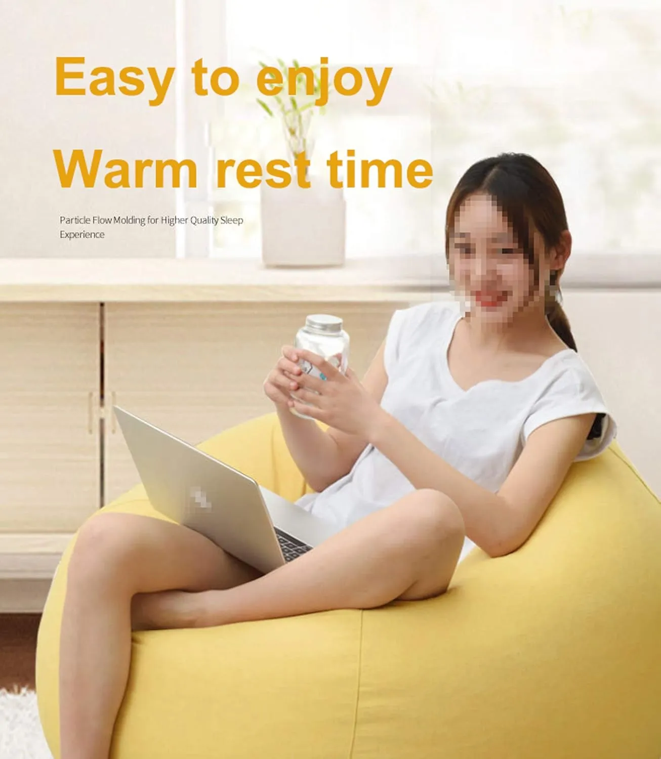 Bean Bag Game Chairs Cover, Without Filler, Comfortable Soft Back Design Complies with Ergonomic Made of Breathable Cotton and Linen Fabric,Lemon Yellow,XL
