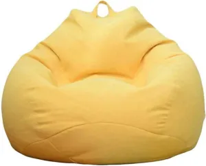 Bean Bag Game Chairs Cover, Without Filler, Comfortable Soft Back Design Complies with Ergonomic Made of Breathable Cotton and Linen Fabric,Lemon Yellow,XL