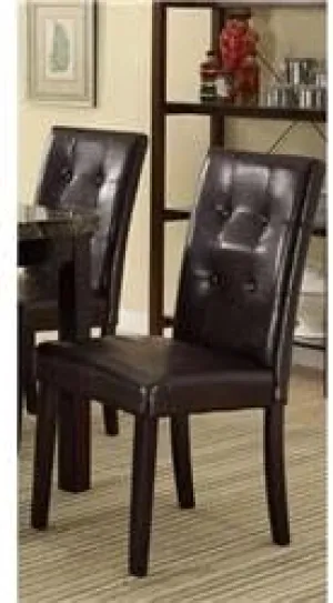 Benzara BM171501 39 x 18 x 25 in. Faux Leather Dining Side Chair in Pine Dark Brown - Set of 2