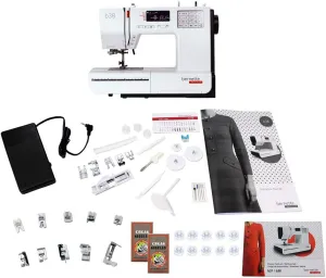 Bernette B38 Swiss Design Computerized Sewing Machine | 394 Stitches, LCD Display, Extension Table, 8 Presser Feet | Bobbins, Needles, Threader, Foot Pedal, Seam Ripper, Screwdriver, Spool Caps