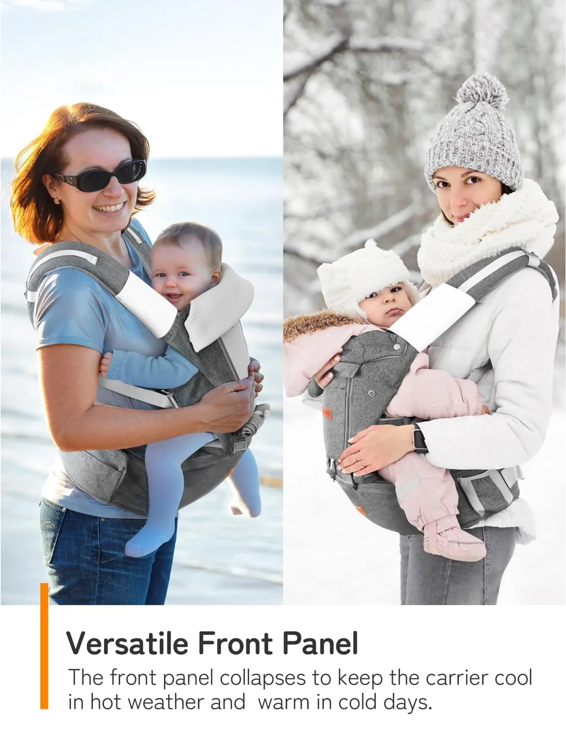 besrey Baby Carrier with Hip Seat Newborn to Toddler, 7-45lb, Summer Mesh Infant Carrier, Baby Body Holder Chest with Back Support, Front Facing Men Kangaroo Holder
